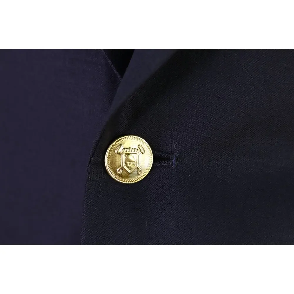 Lauren Ralph Lauren Navy Blue Gold Metal Buttons 2-Btn Wool Blazer Jacket 38S
